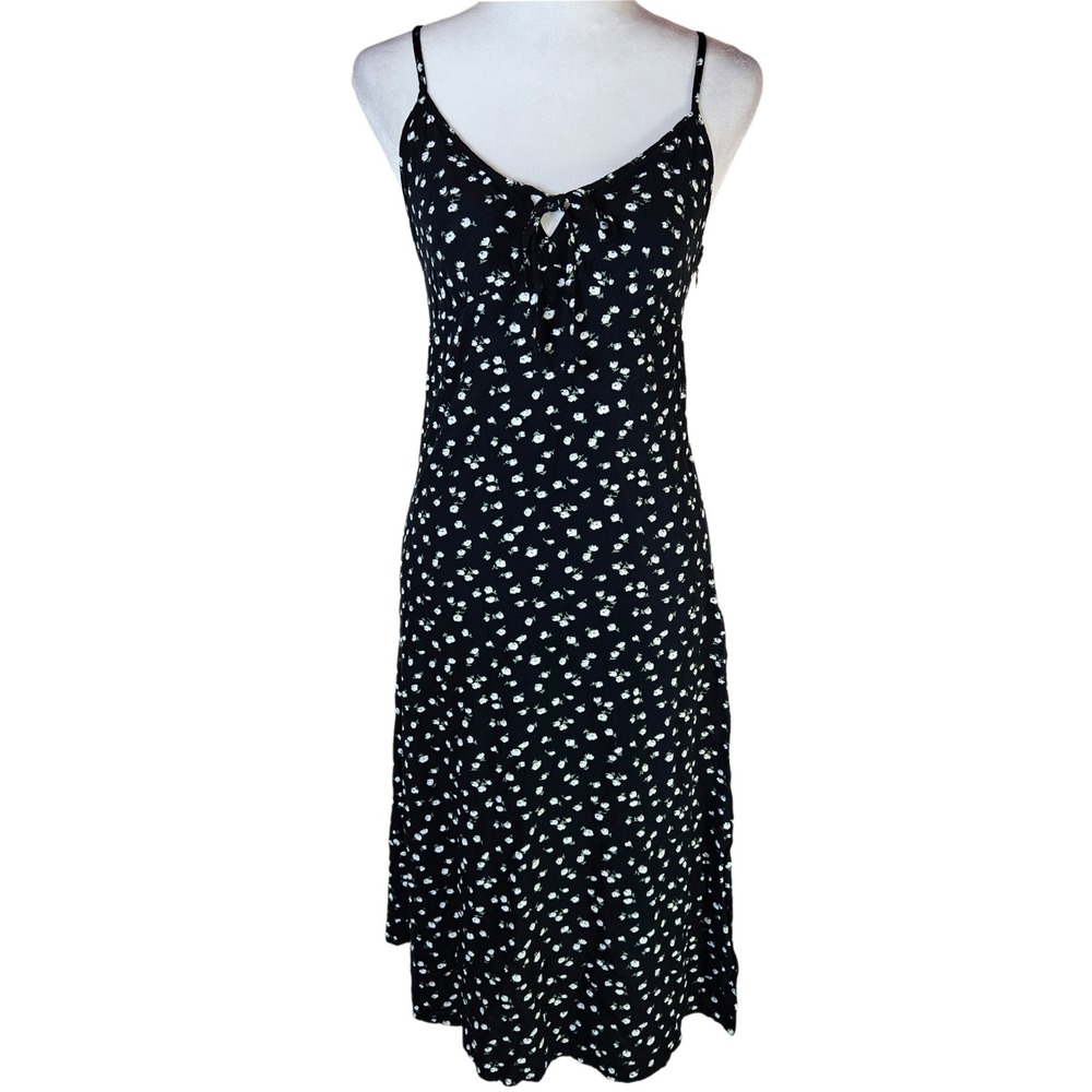 Hollister Dark Floral Babydoll Midi Dress Women's Small Cottagecore Boho Ditsy